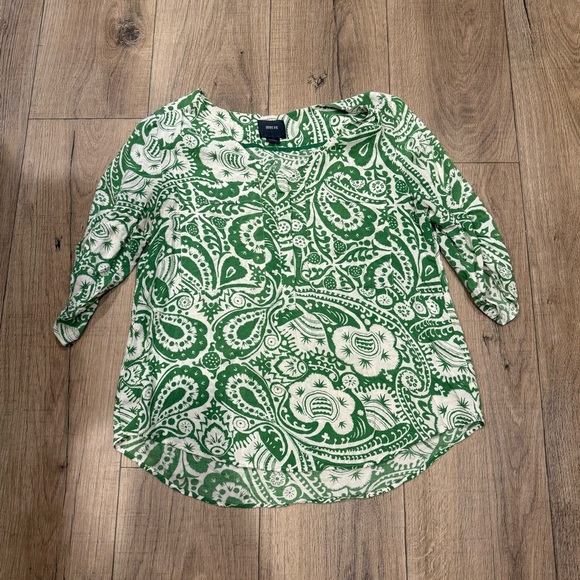 Maeve Green 3/4 Sleeve Paisley Blouse Medium Women’s - Picture 1 of 3